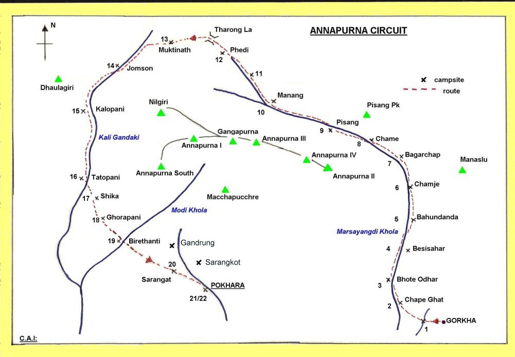 Map of the Annapurna Himal Region