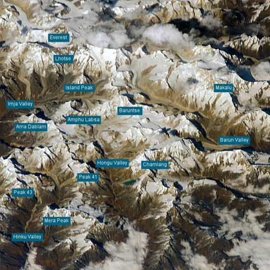 Satellite Map of the Hongu Valley Region