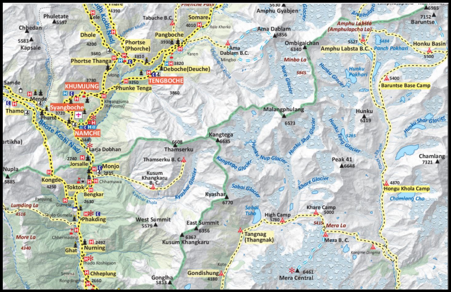 Map of the Hongu Valley - Makalu Region