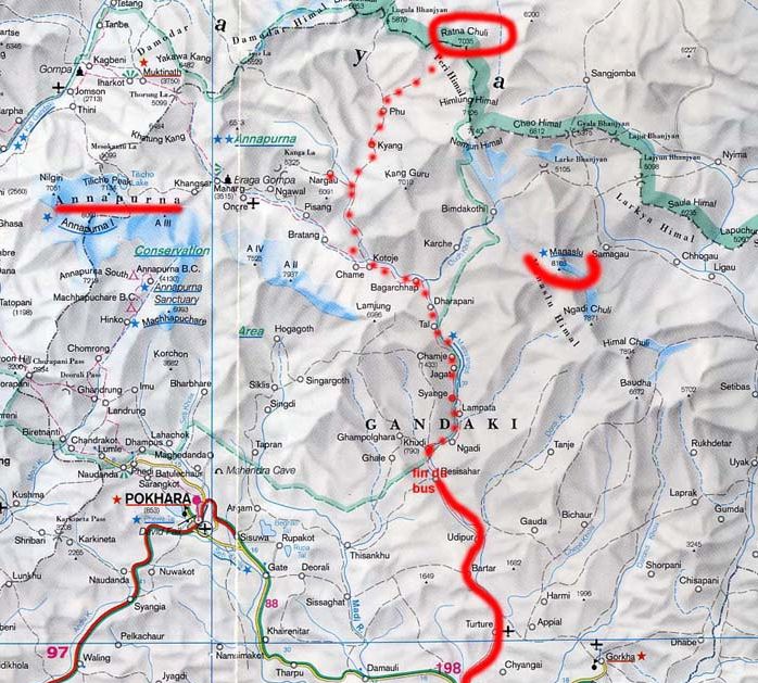 Map of the Peri Himal Region