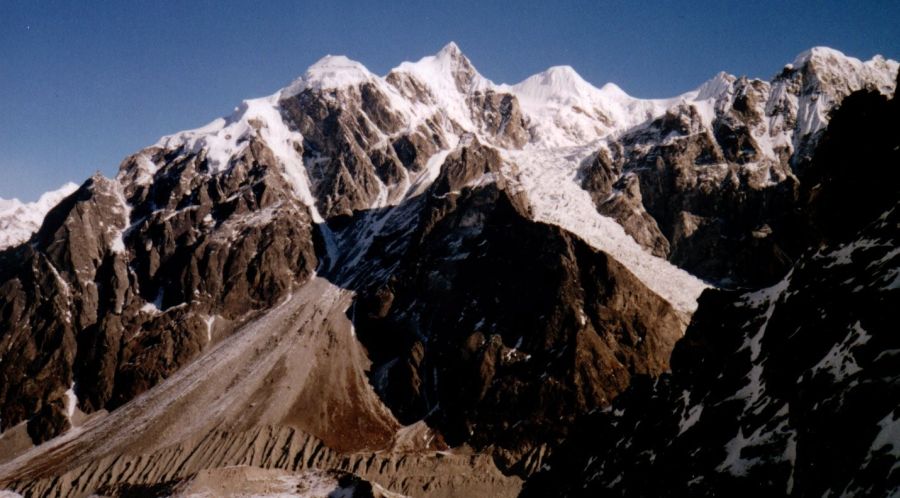 Langshisa Ri in Langtang Valley on descent from Tilman's Pass