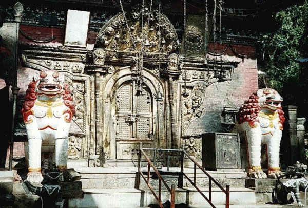 Dragon Dogs at Temple Door in Sankhu