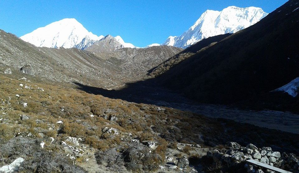 Himlung Himal ( 7126m ) in The Peri Himal from Bhimthang beneath the Larkya La