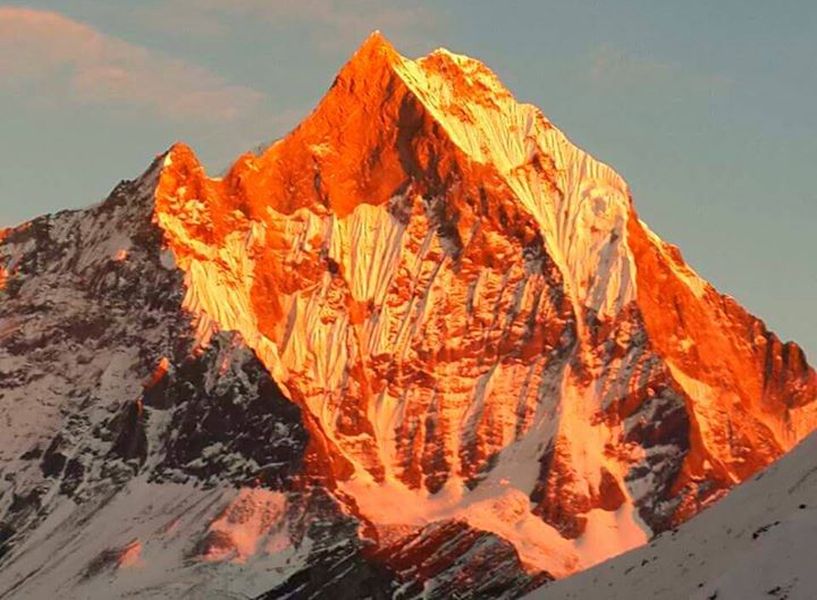 Sunset on Mount Macchapucchre ( the Fishtail Mountain )