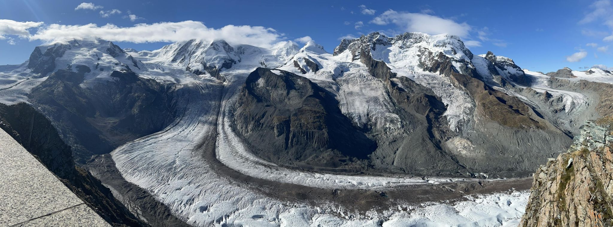 Monte Rosa, Lyskamm and Breithorn from Gornergrat above Zermatt