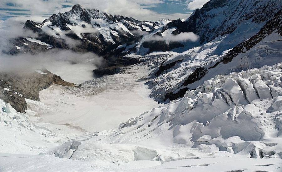 View from the Eismeer Window on the Jungfraujoch Railway