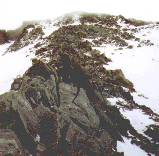 Goutier Ridge on ascent to Refuge du Goutier on Mont Blanc