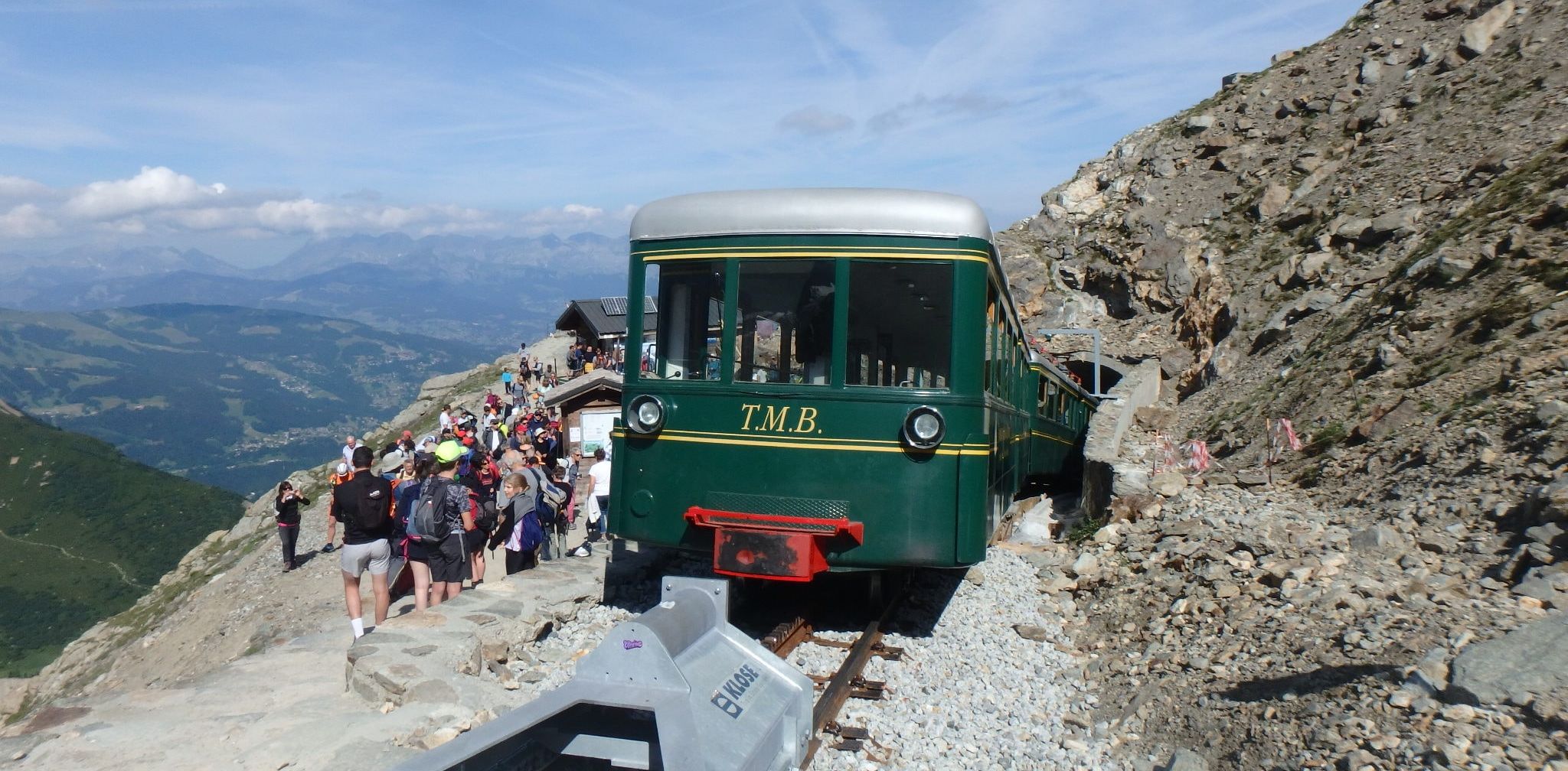 Train terminal at Nid d'Aigle at start of ascent to Tete Rousse