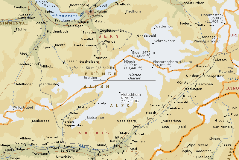 Location Map for Aletschhorn