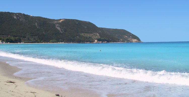 Beach at Vasiliki on the Ionian Island of Lefkas / Lefkada in Greece