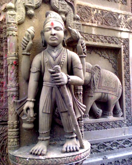 Hindu Icons at Durga Temple in Varanasi in India