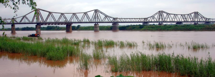 Long Bien Bridge over the Red River at Hanoi