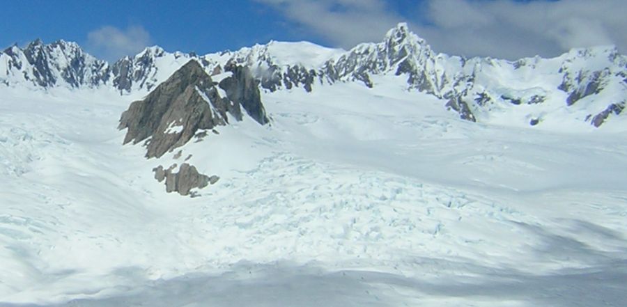 The Peaks of "The Divide" above Fox Glacier on South Island of New Zealand