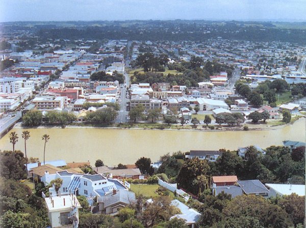 Wanganui City and Whanganui River in North Island of New Zealand