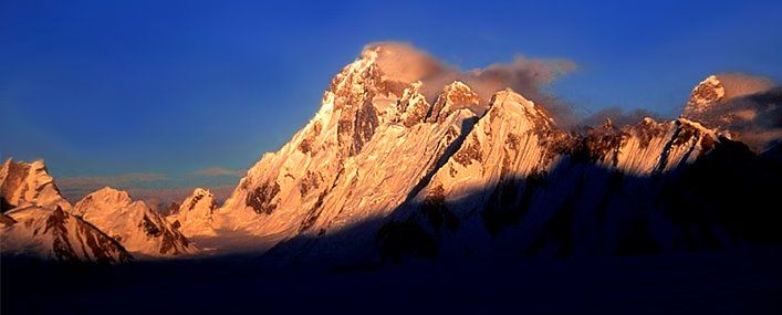 The Seven Thousanders - Sunset on Baintha Brakk / Ogre ( 7285m ) in the Karakorum Mountains of Pakistan