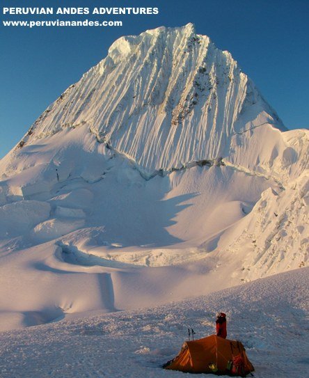 Camp on Alpamayo in the Andes of Peru