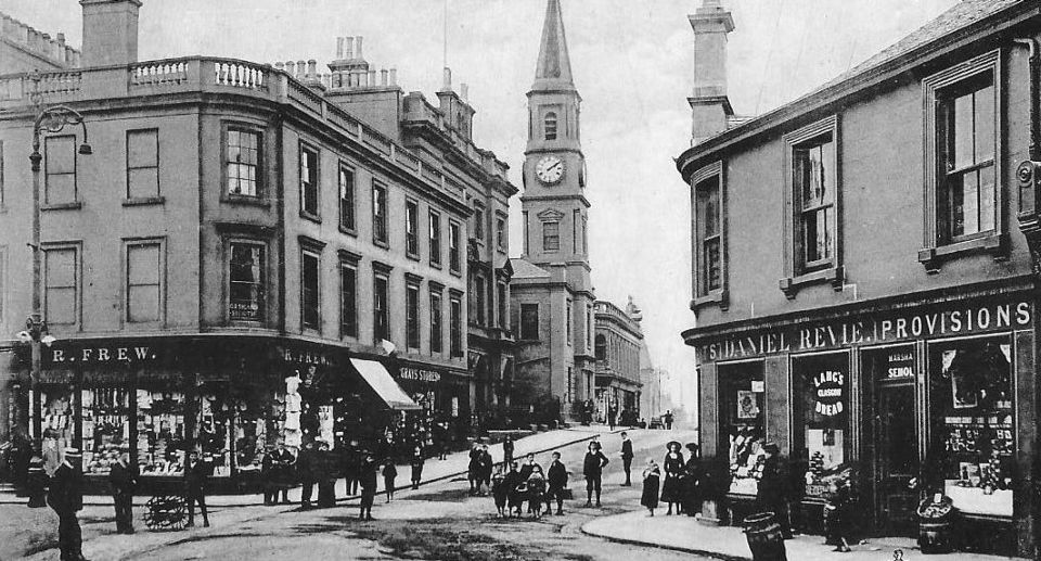 Old photo of the town centre of Airdrie