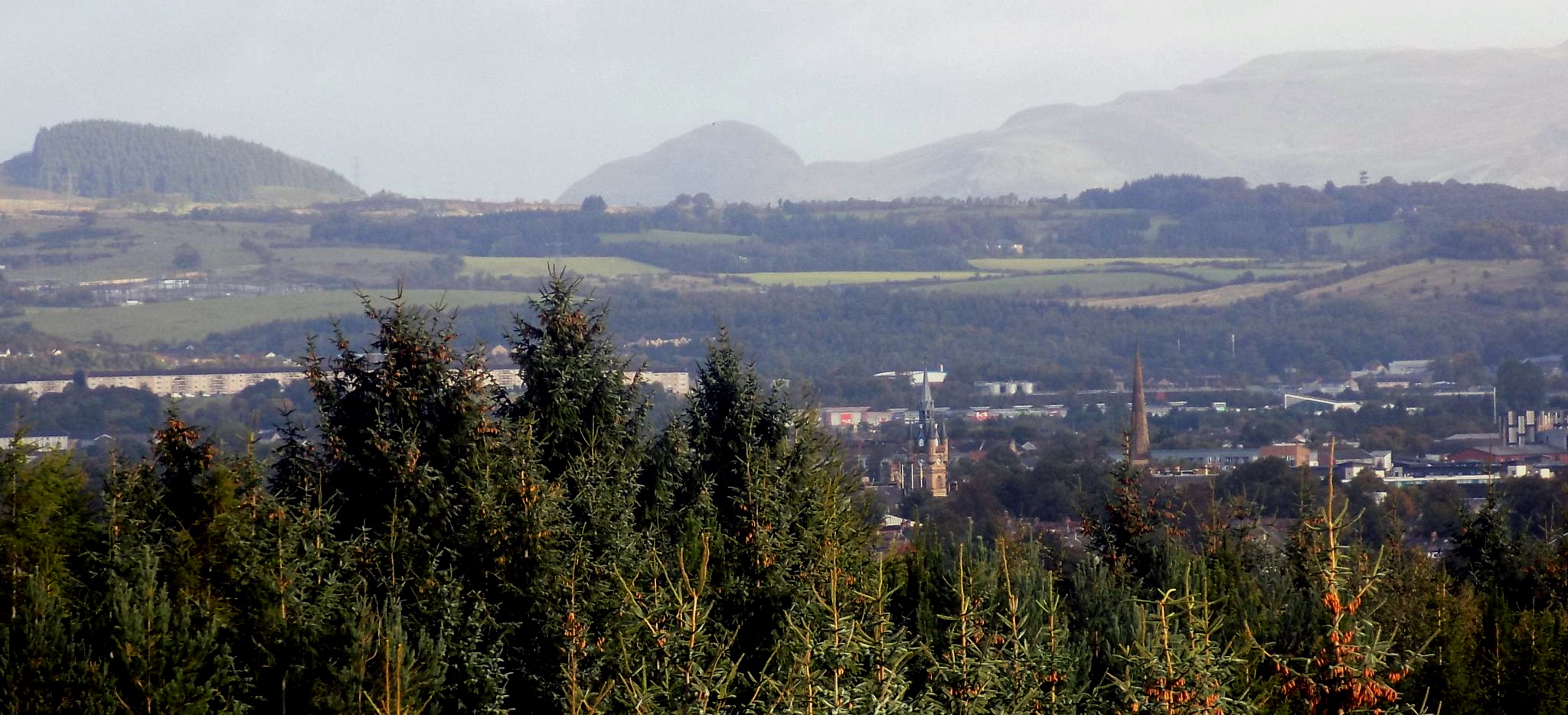 Dumgoyne in the Campsie Fells from trig point on Byres Hill on Barshaw golf course