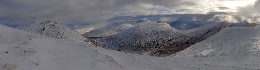 Peaks above Allt Kinglas from Beinn Achaladair