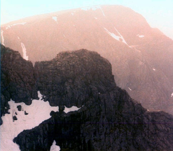 The Gap in Tower Ridge from Observatory Ridge on Ben Nevis