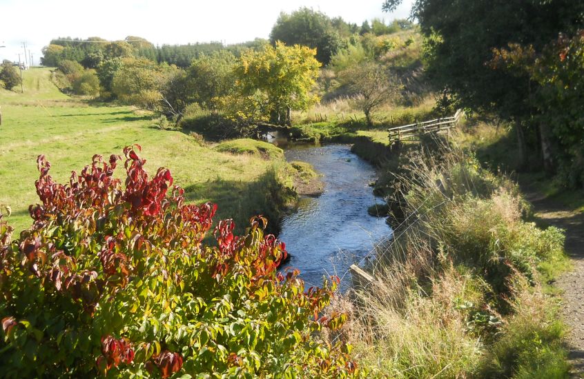 The Rotten Calder Water from the trail to Langlands Moss