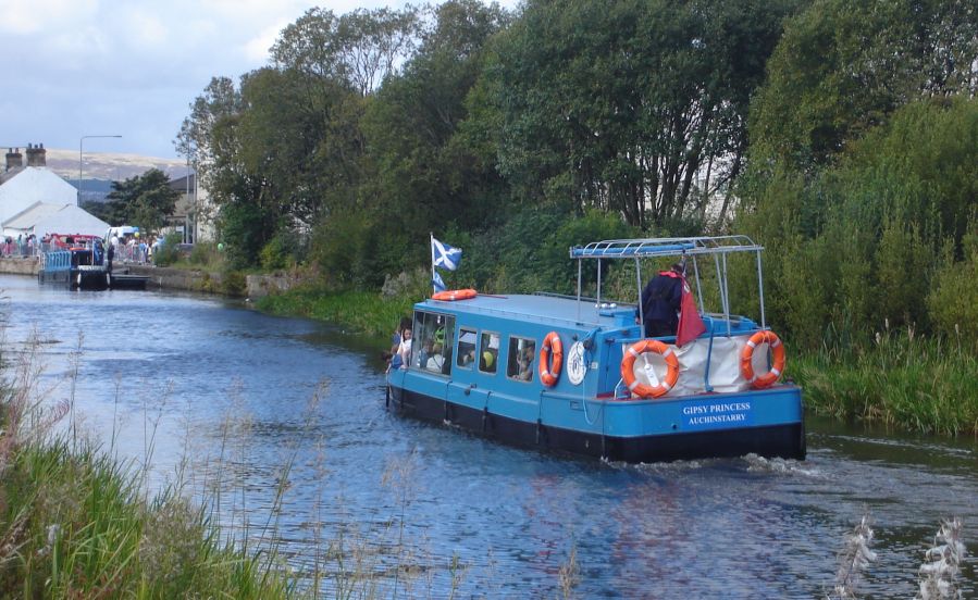 Barge on Forth and Clyde Canal in Maryhill, Glasgow