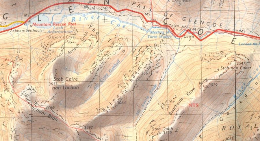 Map of Bidean Nam Bian in Glencoe