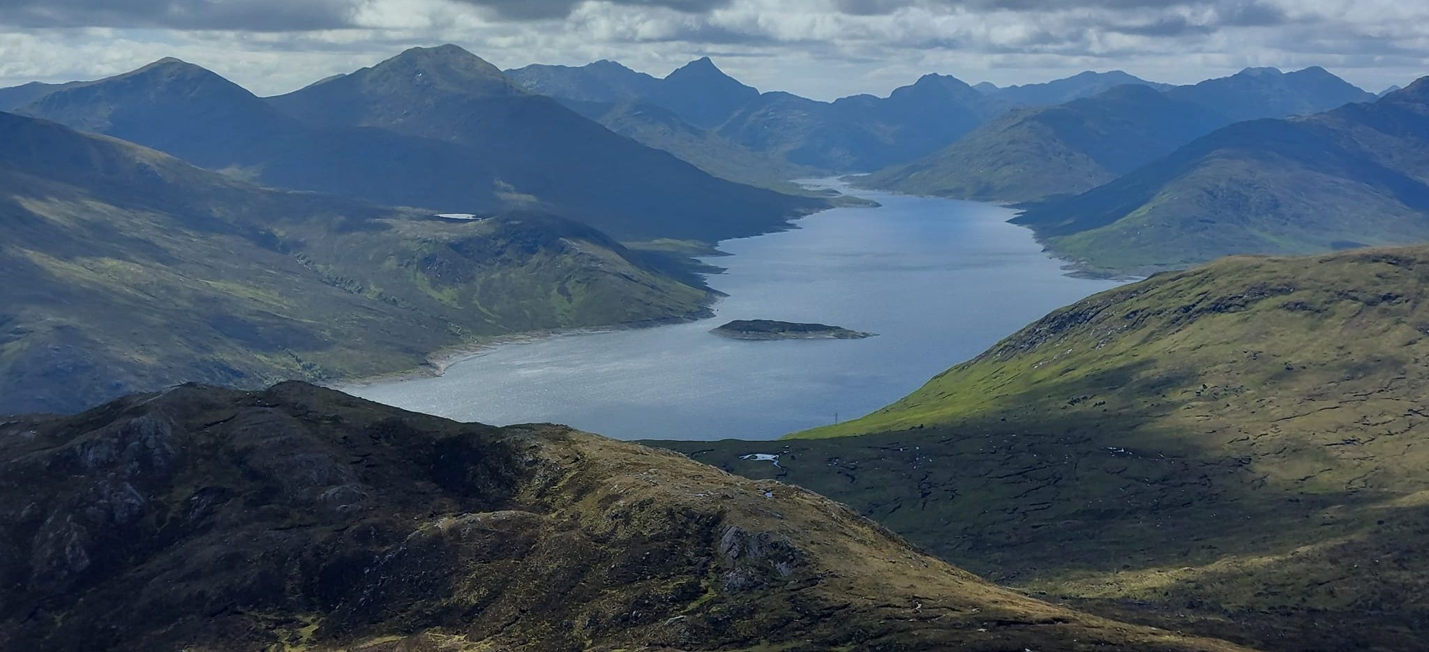 Sgurr Mor and Sgurr na Ciche across Loch Quoich from Gleouraich