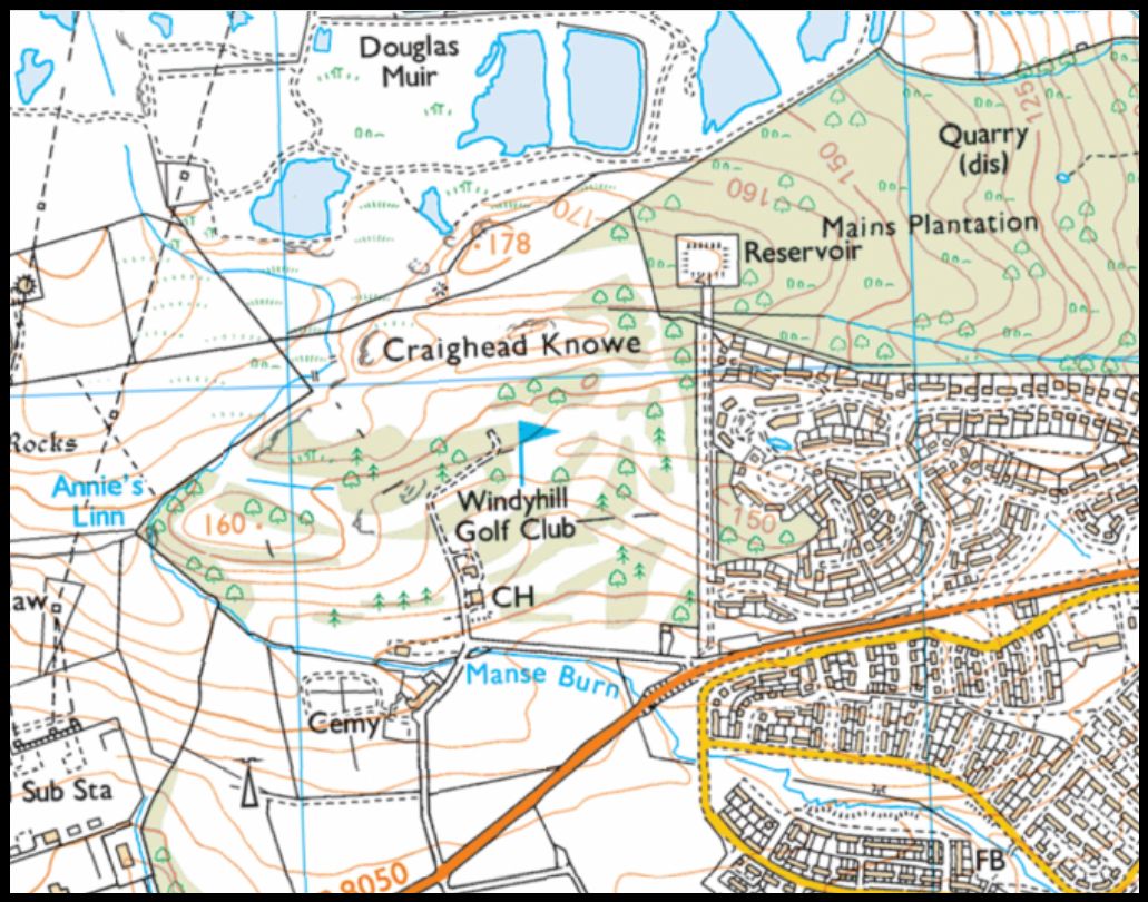 Map of Manse Burn in Bearsden