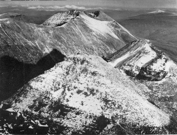 Beinn Eighe summit ridge from Liathach in Torridon Region of NW Scotland