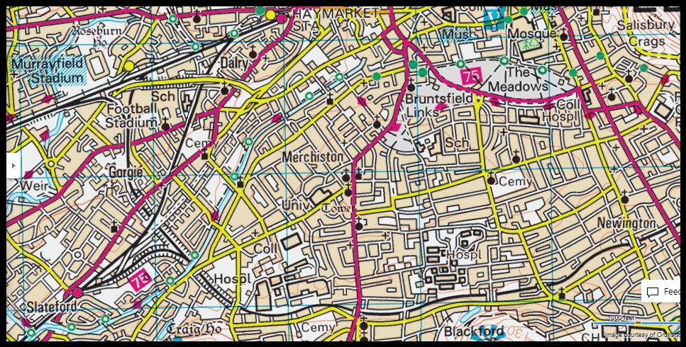 Map of Union Canal from Ratho to Edinburgh