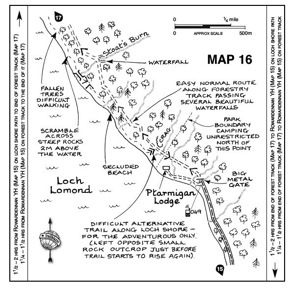 Map of Route from Rowerdennan to Rowchoish