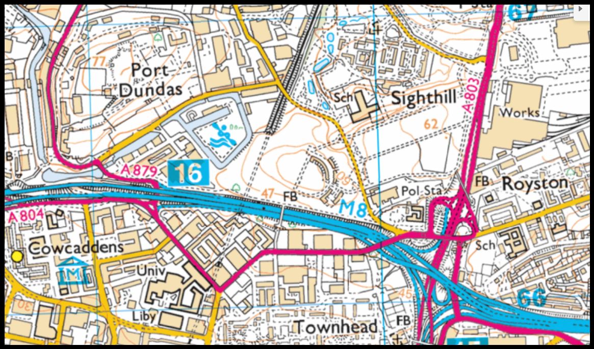 Map of Port Dundas and Sighthill Bridge