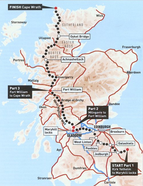 Walking Scotland from End to End - route Map