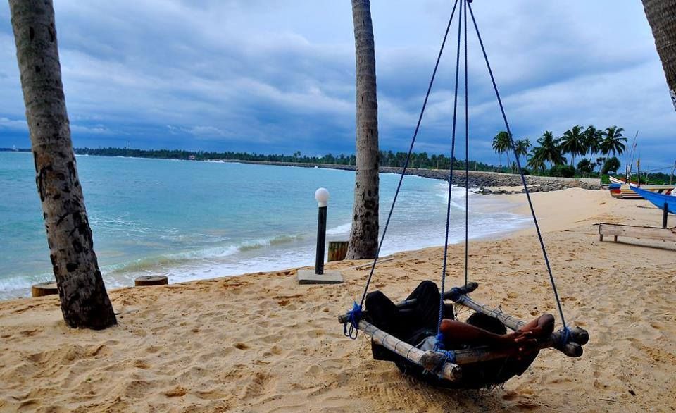 Beach at Hikkaduwa on the west coast of Sri Lanka