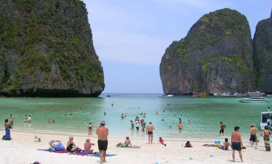 Maya Bay on Ko Phi Phi Leh in Phang Nga Bay in Southern Thailand