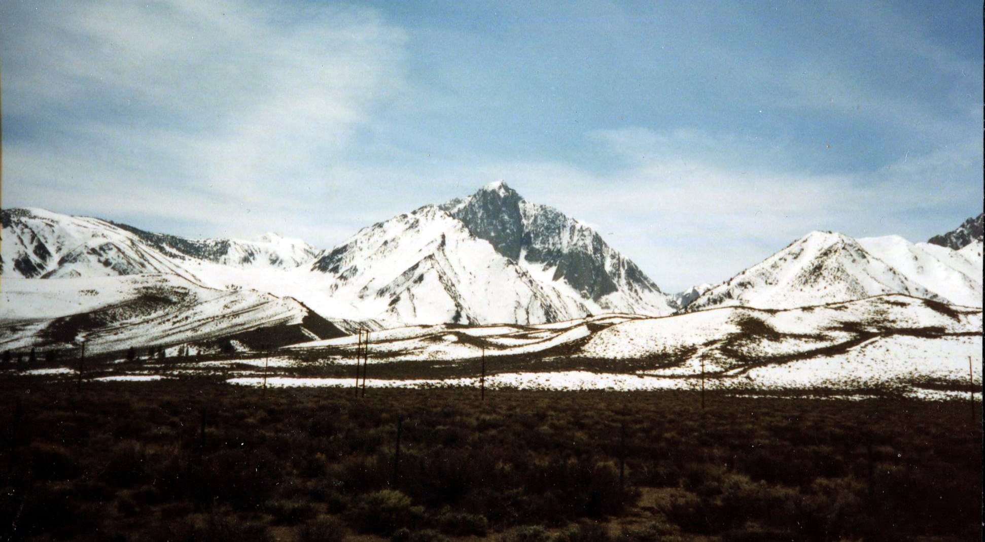 Sierra Nevada on approach to Mt. Whitney from Owen's Valley ( Mount Stanford, 12,838' and Rock Creek from Tom's Place )